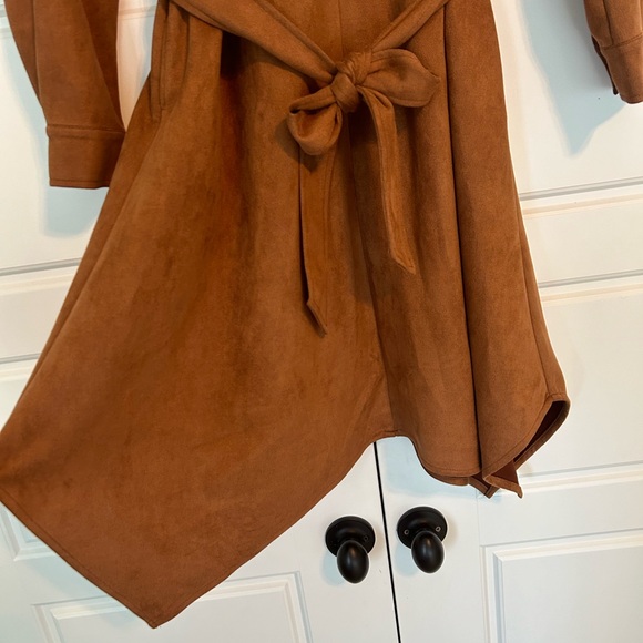 Beautiful Microsuede Boho Chic Camel Dress Small 4-6 - Picture 2 of 6